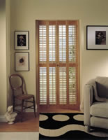 Natural wood domestic shutters